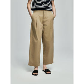 棉仓362618015-初棉褶裥微弹斜纹弧摆锥型奇诺裤