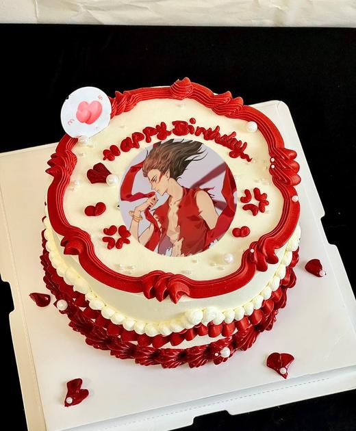 【优品系列】---【红色花边数码照片】哪吒2蛋糕 商品图0