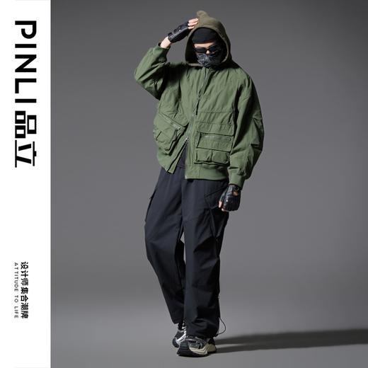 PINLI品立2025春季新款潮牌户外直筒长裤男士大口袋宽松工装裤子GD251117091 商品图1