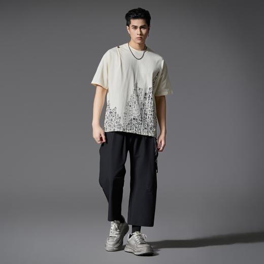 PINLI品立2025春夏新款宽松圆领文字印花短袖T恤上衣男B252111014 商品图2