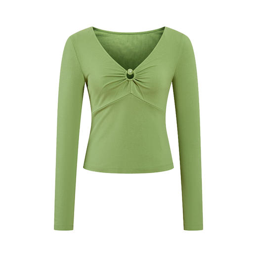 HeyDressV领串珠长袖修身T恤 商品图4