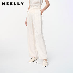 NEELLY纳俪商场同款春季新款新中式花纹宽松长裤女直筒裤休闲裤N25024H04581