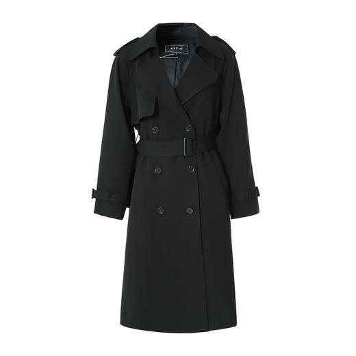 EITIE爱特爱秋季新款酷感经典双排扣通勤长款风衣外套C2204004 商品图11