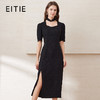 EITIE爱特爱春季新款时尚通勤改良旗袍开叉显瘦纯色连衣裙7707403 商品缩略图0