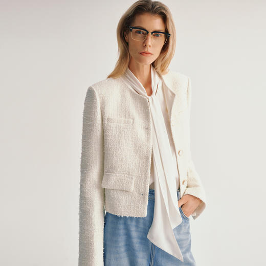 【商场同款】麦檬春秋V领垫肩肌理感显瘦小外套5F8213781 商品图3