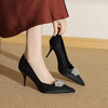 【预售5天】真丝羊皮高跟鞋女细跟2025年新款百搭尖头气质浅口水钻单鞋ZF&25066 商品缩略图3