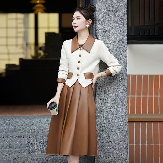 HR-YIXG3332小香风减龄短款外套套装女2025春季新款优雅显瘦半身裙时尚两件套 商品图1