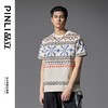 PINLI品立2025春夏新款复古费尔岛印花T恤男士宽松休闲短袖上衣潮B252111011 商品缩略图0