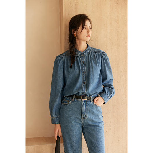 HeyDress花边领百搭牛仔衬衫 商品图2