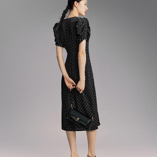 【商场同款】伊芙丽春秋法式波点泡泡袖显瘦围裹式连衣裙1F7291004 商品图3