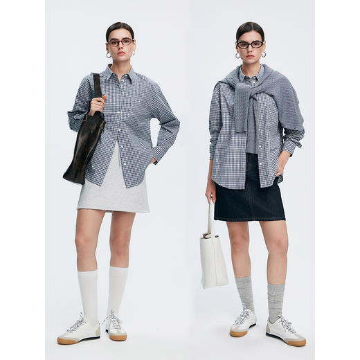 棉仓362604040-初棉miu风格子衬衫 商品图3