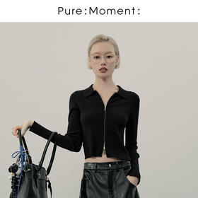 【商场同款】麦檬春秋双拉链翻领修身短款开衫4F8335311Q