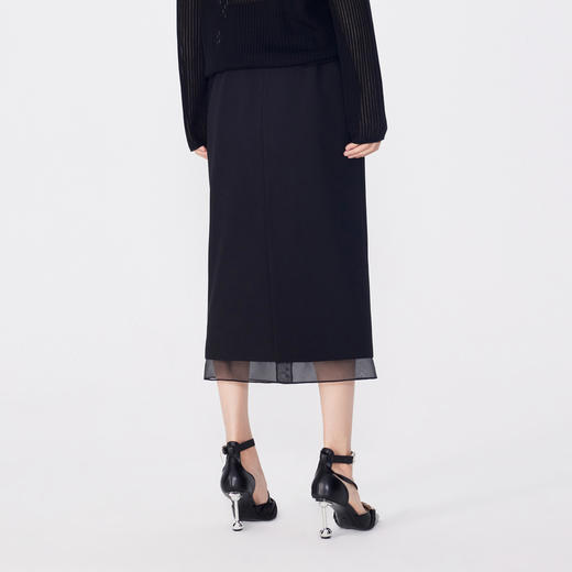 NEELLY纳俪商场同款春季新款通勤简约半身裙女高级感显瘦中长裙N25024E04569 商品图1