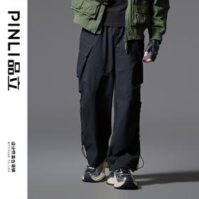 PINLI品立2025春季新款潮牌户外直筒长裤男士大口袋宽松工装裤子GD251117091