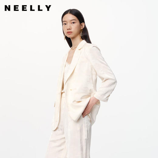 NEELLY纳俪商场同款春季新款新中式花纹外套女宽松长袖西装外套N25024W04579 商品图0