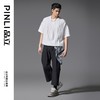 PINLI品立2025春夏新款男士可开扣剪花面料圆领宽松短袖T恤上衣潮B252111005 商品缩略图2