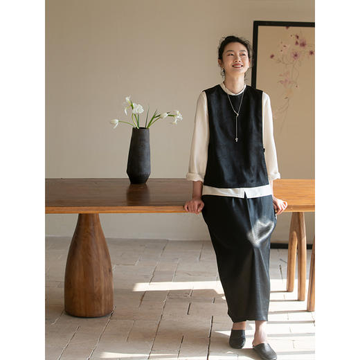 牧衣游原创 25姆米香云纱净色半裙女新款宽松显瘦休闲半身裙 若欢 商品图3