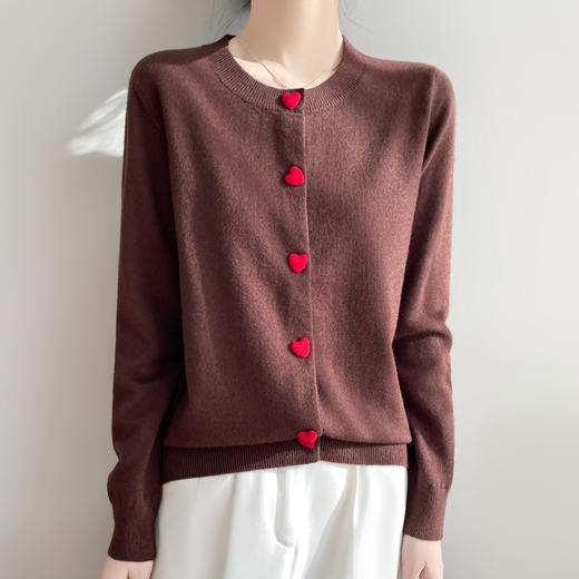 纤束马春季新款可盐可甜爱心扣针织开衫 N-511 商品图4