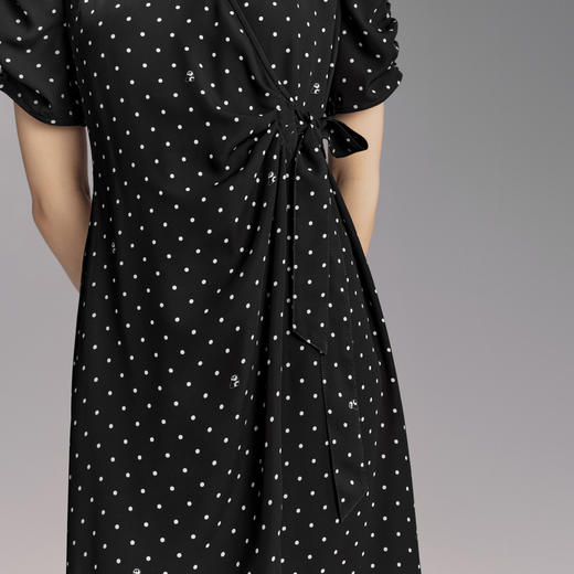 【商场同款】伊芙丽春秋法式波点泡泡袖显瘦围裹式连衣裙1F7291004 商品图2