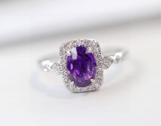 1.1ct刻面紫蓝宝戒指 商品图0