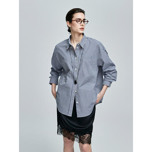 棉仓362604040-初棉miu风格子衬衫 商品图0