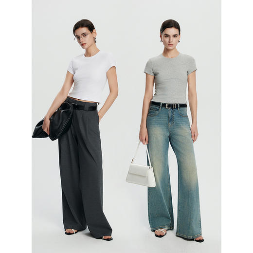 棉仓363601002-初棉瘦瘦弹辣妹T合体微修身短T 商品图3