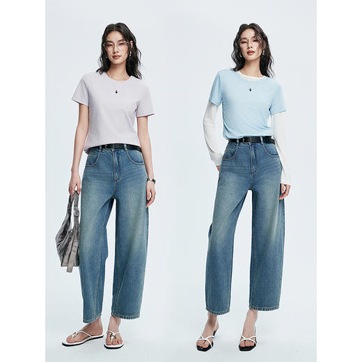 棉仓362619003-初棉香蕉哈伦九分哈伦牛仔裤全棉牛仔 商品图4