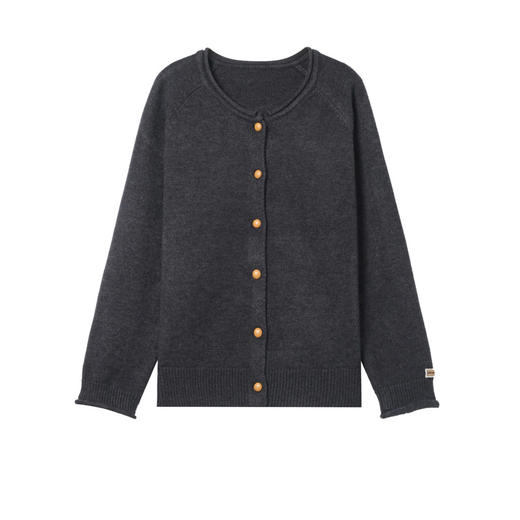 CC-5-6321春秋季新款大方气质简约纯色短款圆领针织开衫休闲宽松上衣 商品图4