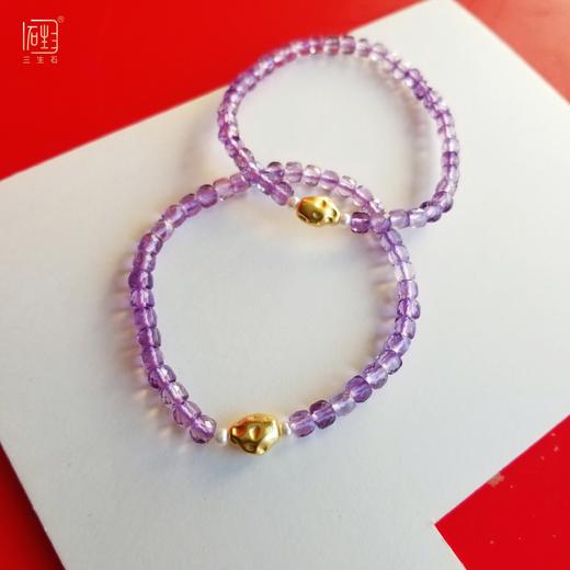 紫水晶刻面原石珍珠手链耳饰套组 商品图5