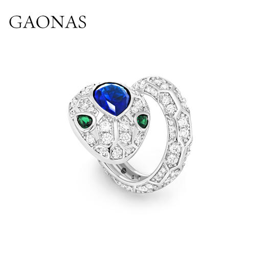 GAONAS  时尚奢华潮流蓝色蛇形戒指11017JB 商品图0