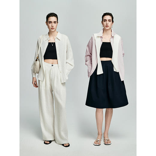 棉仓362604002-初棉苣轻薄亚麻色织条纹长袖衬衫 商品图4