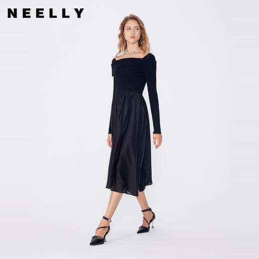 NEELLY纳俪商场同款春季新款修身连衣裙女长裙套头修身显瘦百搭N25024Y04551 商品图0