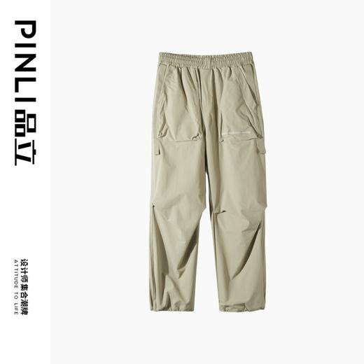 PINLI品立2025春季新款户外男装大口袋宽松长裤三防阔腿裤伞兵裤GD251117092 商品图4