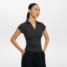 oneup翻领V领修身短袖Polo
