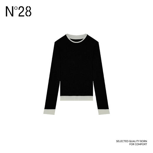 【破价】2025春秋季款舒适条纹休闲针织撞色T恤8951C1T051 商品图1