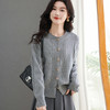 CC-5-6308春秋季新款时髦洋气百搭气质圆领长袖针织开衫女士上衣 商品缩略图2