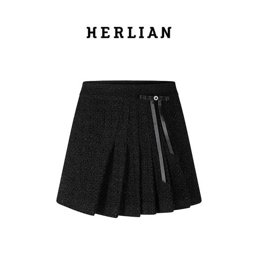 HERLIAN 2025年春季新品可拆卸蝴蝶结装饰不规则百褶短裙 商品图4