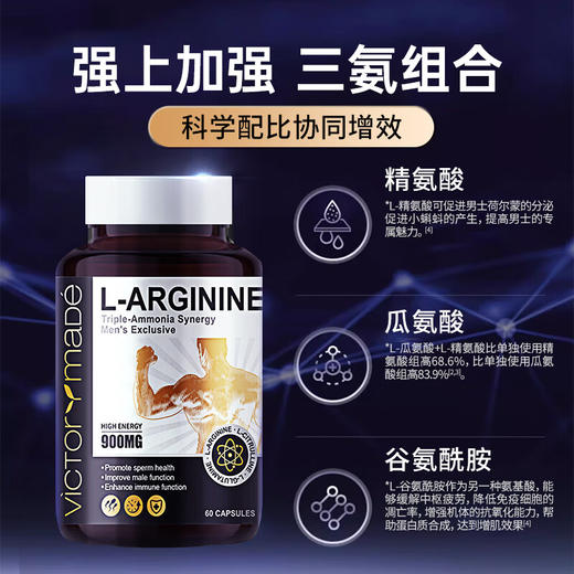 维萃美精氨酸瓜氨酸美国进口六合一肾精健身保健男士精力促睾胶囊 商品图2