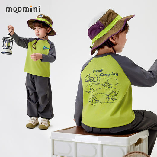 【5A抑菌】【90-140】【MQDmini】男童春秋长袖T恤圆领插肩袖上衣 商品图3