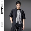 PINLI品立2025春夏新款水墨印花拼接短袖T恤男士国潮宽松休闲上衣B252111012 商品缩略图4