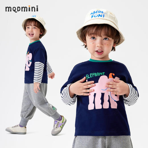 【90-140】【MQDmini】男童春秋假两件长袖条纹T恤时尚百搭 商品图2