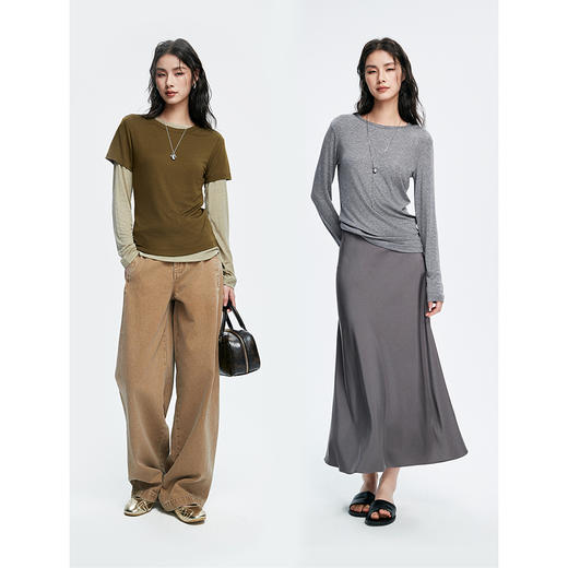 棉仓362601017-初棉天丝羊毛MIU系叠穿组合打底衫奢感微透合体舒适软糯打底衫 商品图4