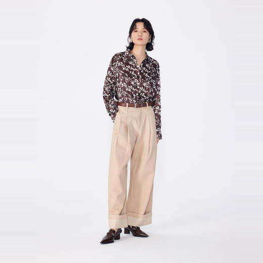 NEELLY纳俪商场同款春季新款宽松肌理压褶印花长袖休闲衬衫女衬衣N25024B04572 商品图2