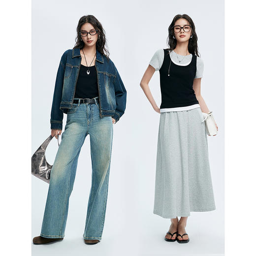 棉仓362603002-初棉实用美学黑白假两件撞色背心基础多色打底背心修身显瘦 商品图4