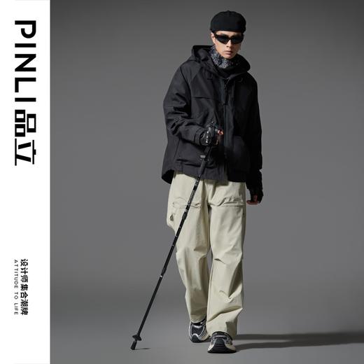 PINLI品立2025春季新款户外男装大口袋宽松长裤三防阔腿裤伞兵裤GD251117092 商品图0