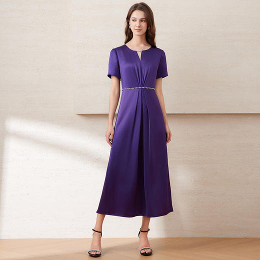 EITIE爱特爱夏季新款镂空V领钉珠钻饰礼服长裙连衣裙7777405 商品图8