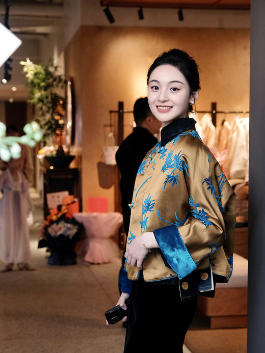 盛唐牡丹|梅兰竹菊漳缎偏襟外套 商品图3