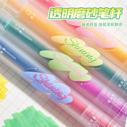 4支装【彩色斑斓，“规”划重点】轻描淡写，留下重点。突显个性，彰显品位。双头划重点记号笔，渐变叠色。荧光夺目，记事毫不费力。学生、办公必备！ 商品图1