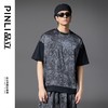 PINLI品立2025春夏新款晕染印花宽松T恤男士国潮休闲拼接短袖上衣B252111006 商品缩略图2