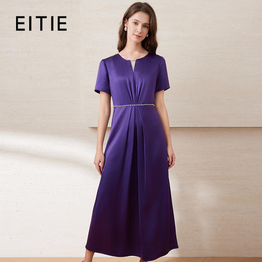 EITIE爱特爱夏季新款镂空V领钉珠钻饰礼服长裙连衣裙7777405 商品图1